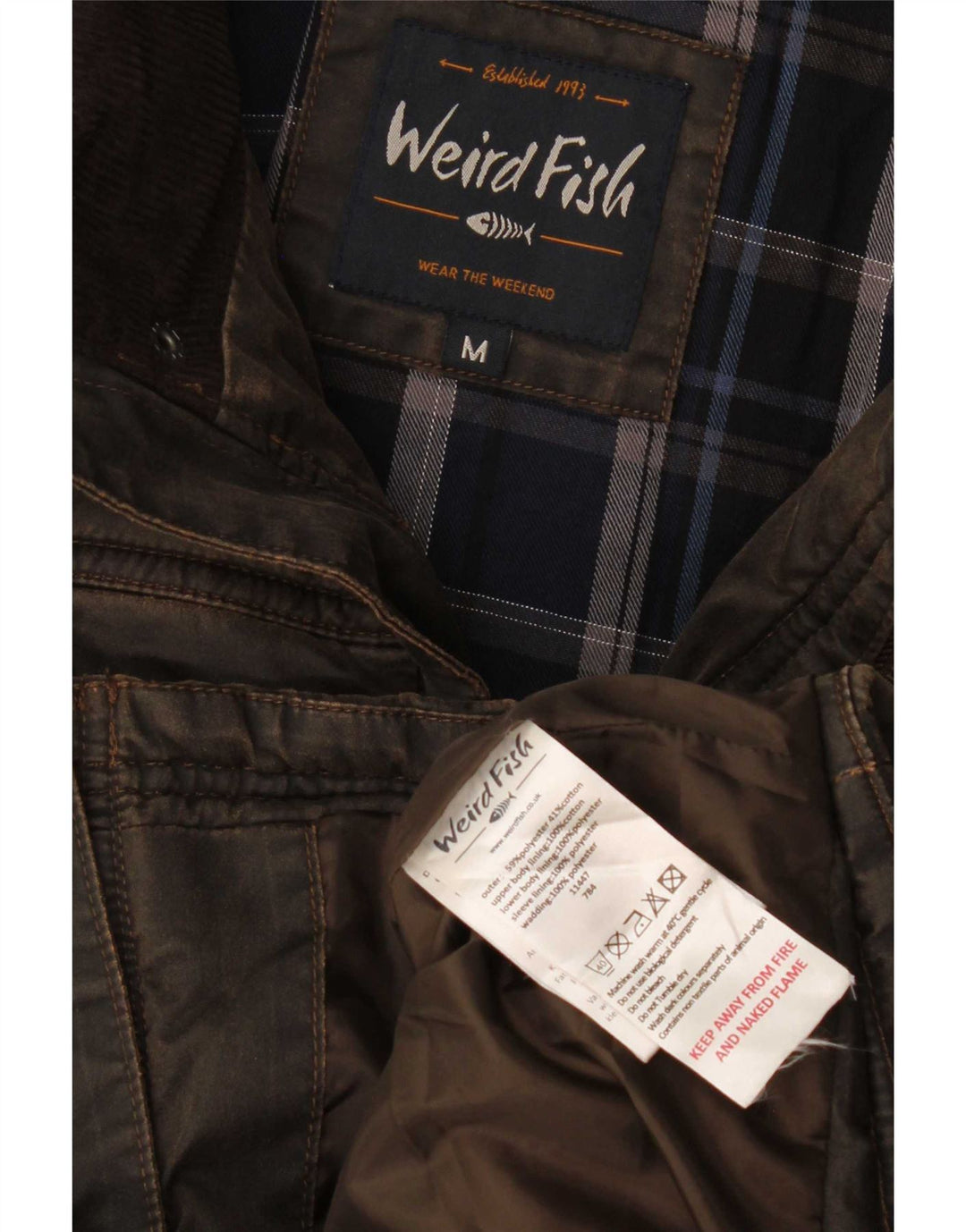 Weird Fish Mens Padded Jacket UK 38 Medium Brown Polyester
