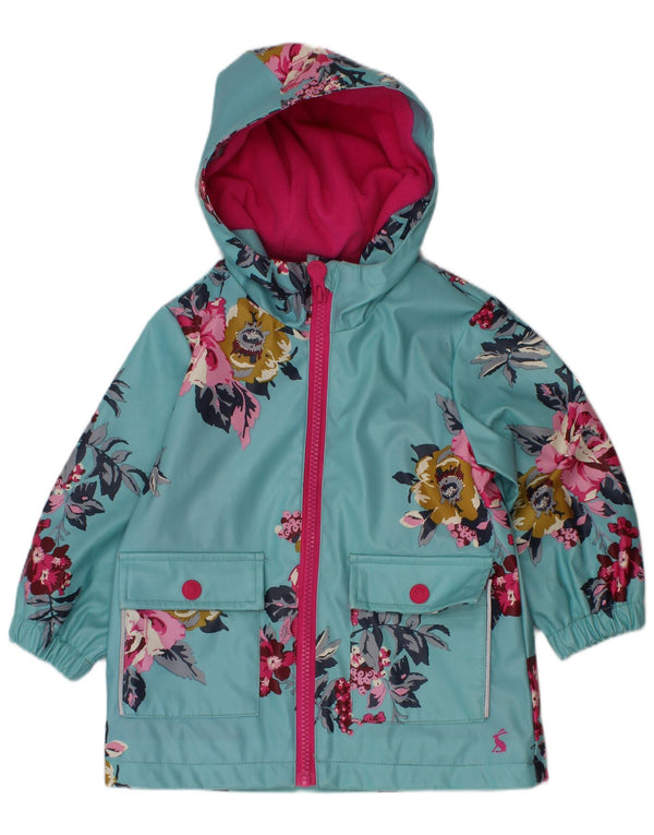 Joules Baby Girls Hooded Windbreaker Jacket 18-24 Months Blue Floral