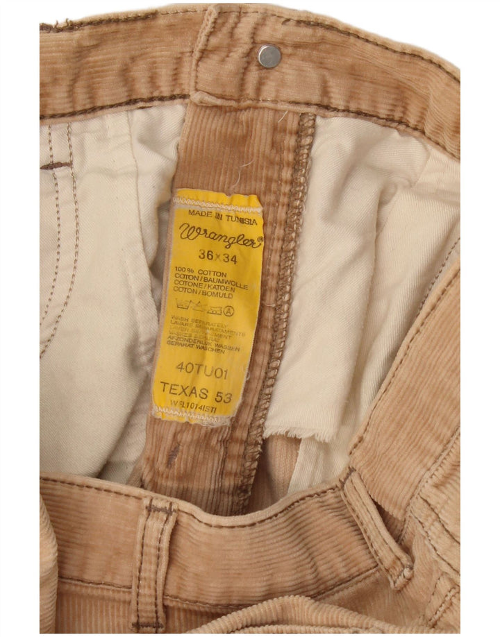 WRANGLER Mens Texas Straight Corduroy Trousers W36 L31 Beige Cotton