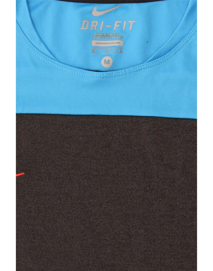 Nike Mens Dri Fit T-Shirt Top Medium Grey Colourblock