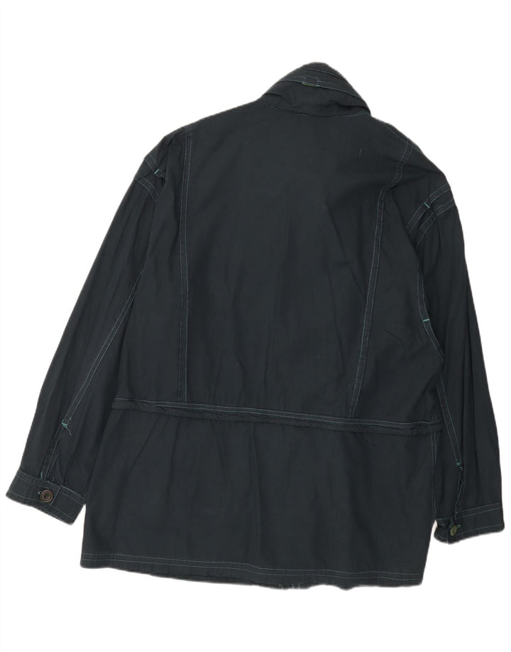 JAMES DILLON Mens Hooded Utility Jacket UK 40 Large Navy Blue Cotton