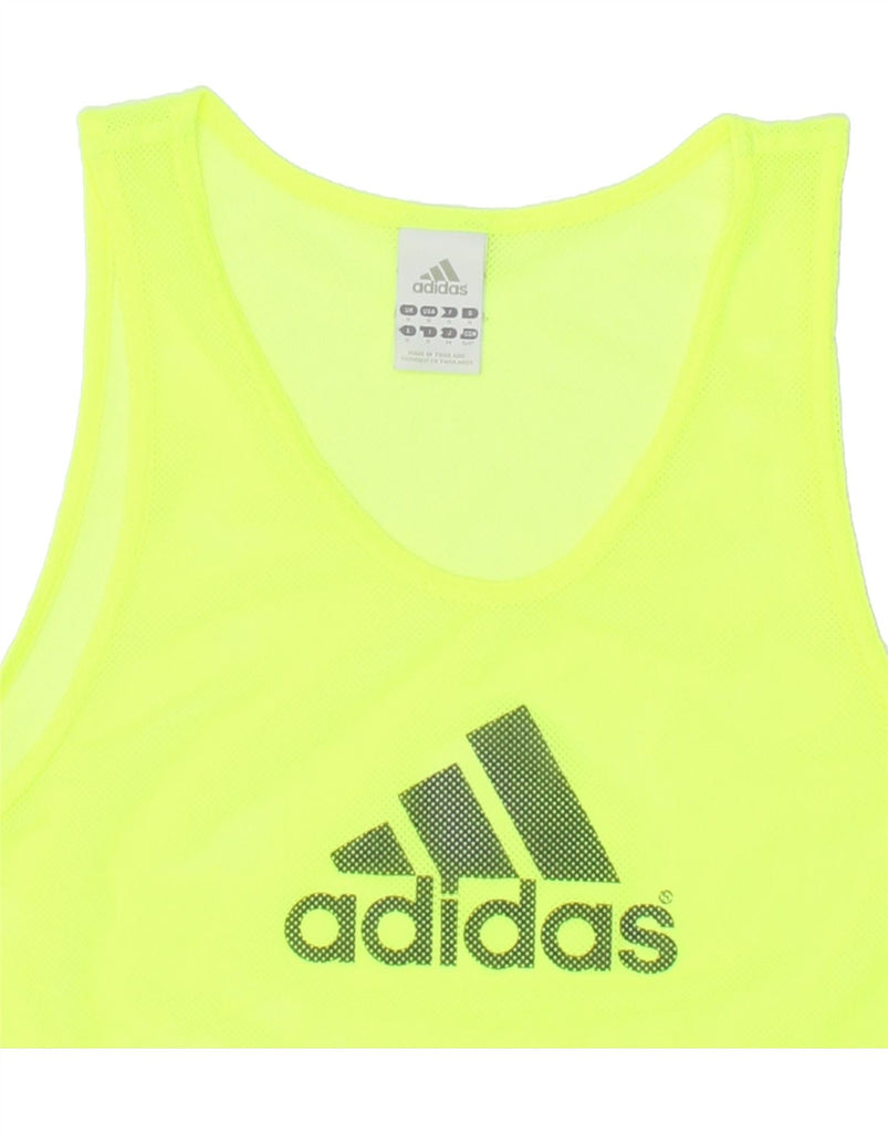 ADIDAS Womens Graphic Vest Top UK 10 Small Yellow Polyester | Vintage Adidas | Thrift | Second-Hand Adidas | Used Clothing | Messina Hembry 