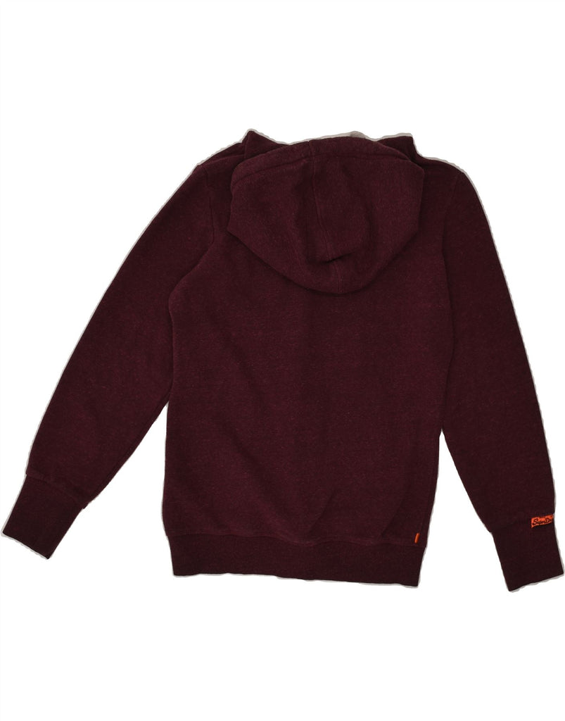 SUPERDRY Womens Graphic Hoodie Jumper UK 12 Medium Burgundy Polyester | Vintage Superdry | Thrift | Second-Hand Superdry | Used Clothing | Messina Hembry 