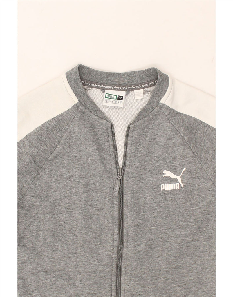 PUMA Womens Graphic Tracksuit Top Jacket UK 10 Small Grey Colourblock | Vintage Puma | Thrift | Second-Hand Puma | Used Clothing | Messina Hembry 