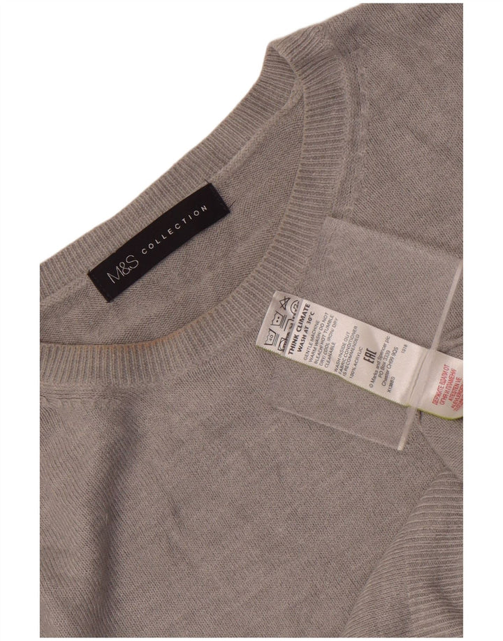 Marks & Spencer Womens Crew Neck Jumper Sweater UK 14 Large Grey Acrylic