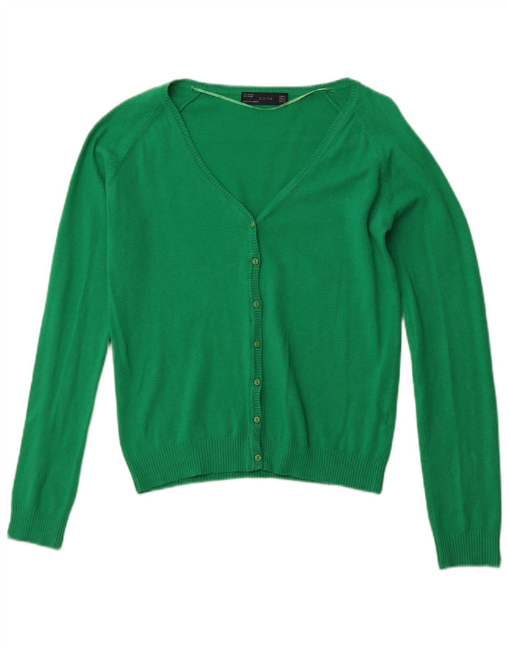 ZARA Womens Cardigan Sweater UK 18 XL Green Cotton