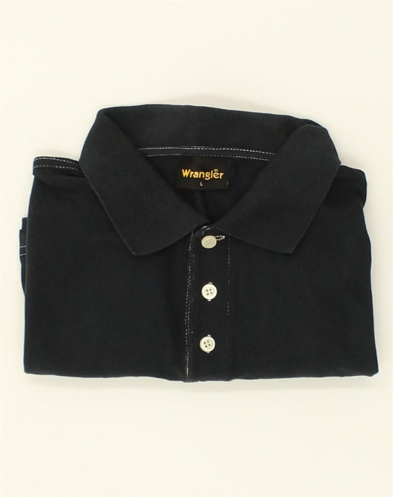 WRANGLER Mens Polo Shirt Large Navy Blue Cotton | Vintage Wrangler | Thrift | Second-Hand Wrangler | Used Clothing | Messina Hembry 