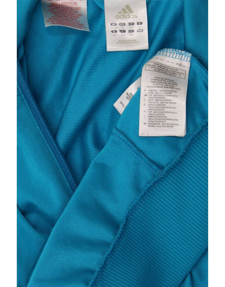 Adidas Boys Tracksuit Top Jacket 13-14 Years Blue Colourblock Polyester