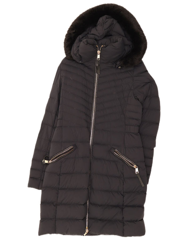 Tommy Hilfiger Womens Hooded Padded Coat UK 12 Medium Black Polyamide