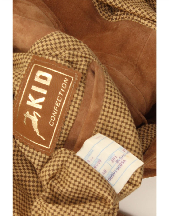 Vintage Womens Suede Jacket IT 48 XL Beige Leather