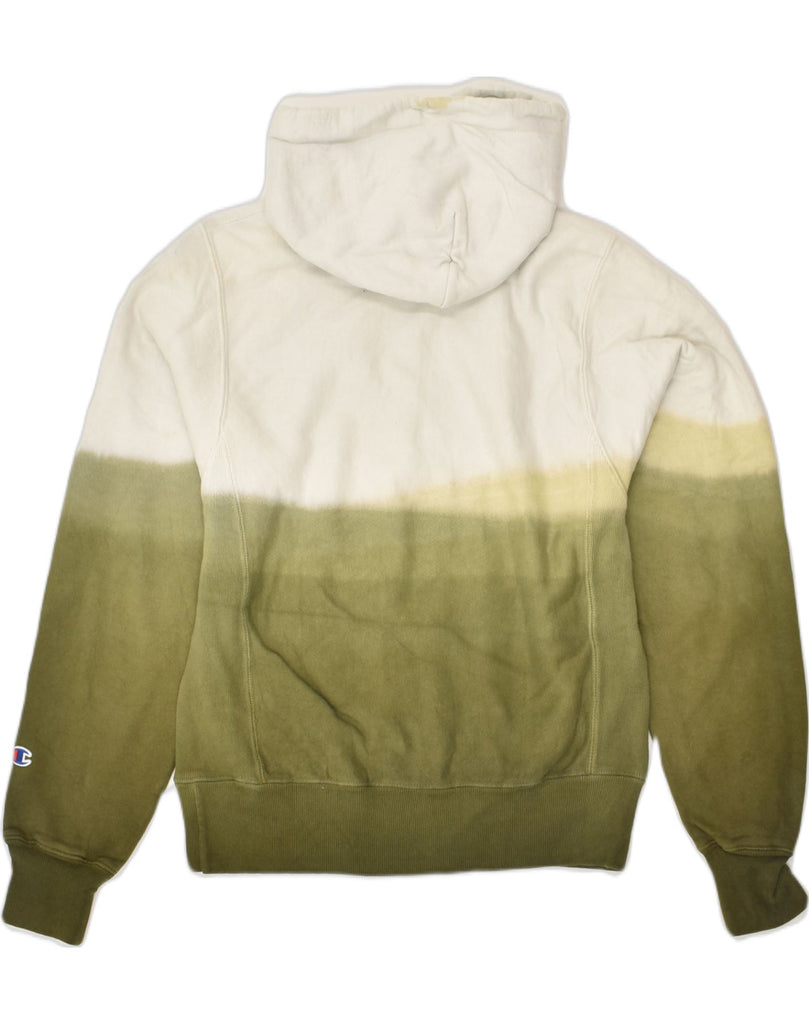 CHAMPION Mens Graphic Hoodie Jumper XS Green Colourblock Cotton | Vintage Champion | Thrift | Second-Hand Champion | Used Clothing | Messina Hembry 