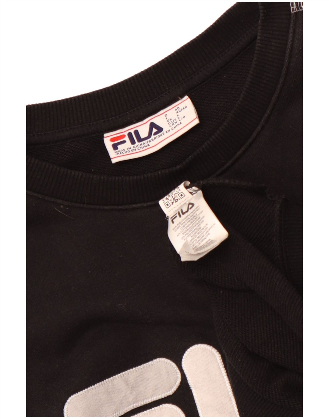 Fila Womens Graphic Sweatshirt Jumper UK 16 Large Black Cotton