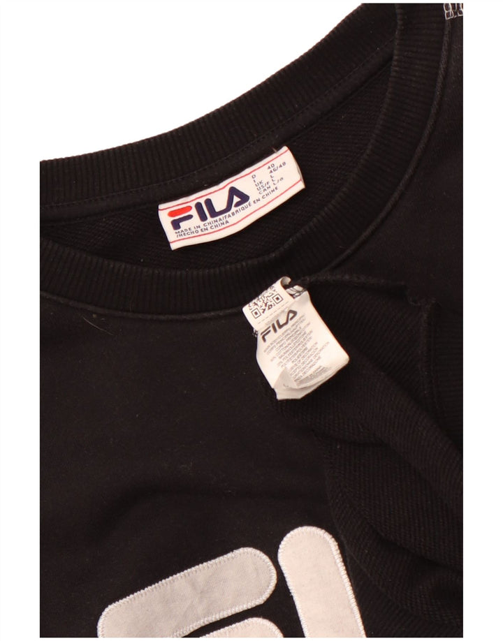 Fila Womens Graphic Sweatshirt Jumper UK 16 Large Black Cotton