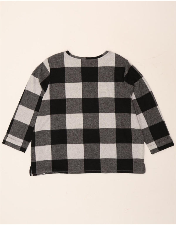 Marks & Spencer Womens Top Long Sleeve UK 20 2XL Grey Check Polyester