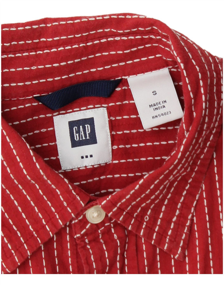Gap Mens Short Sleeve Shirt Small Red Striped Cotton