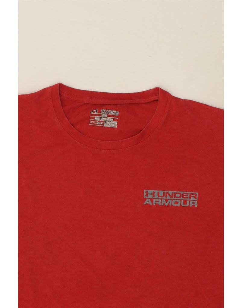 UNDER ARMOUR Mens Heat Gear T-Shirt Top 2XL Red Polyester | Vintage Under Armour | Thrift | Second-Hand Under Armour | Used Clothing | Messina Hembry 