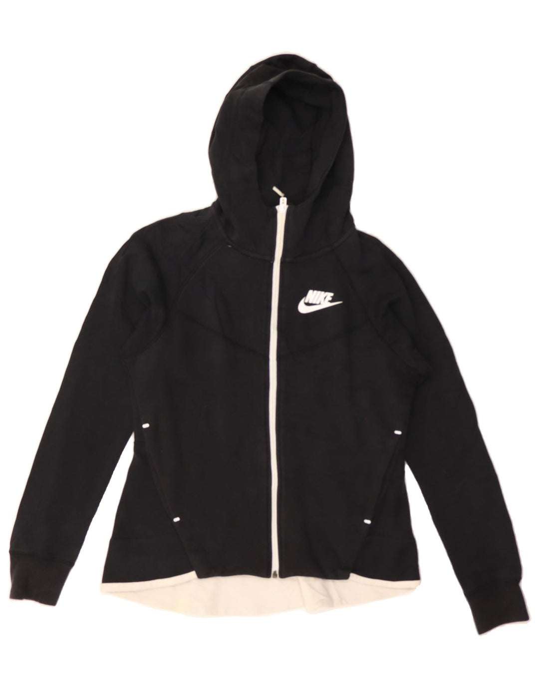 NIKE Womens Zip Hoodie Sweater UK 14 Medium Black Vintage Nike and Second-Hand Nike from Messina Hembry 