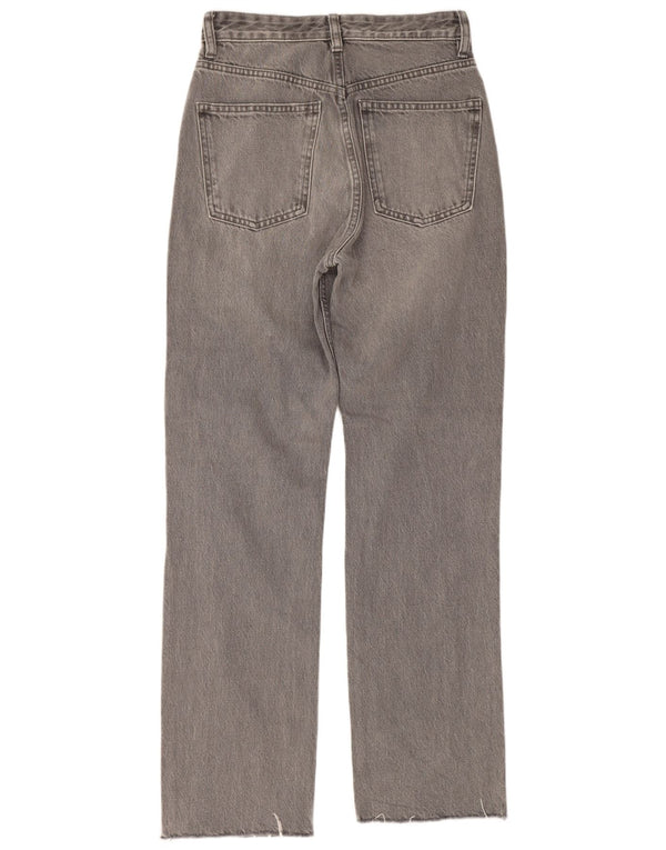 Zara Womens High Waist Straight Jeans EU 36 XS W26 L29 Grey Cotton