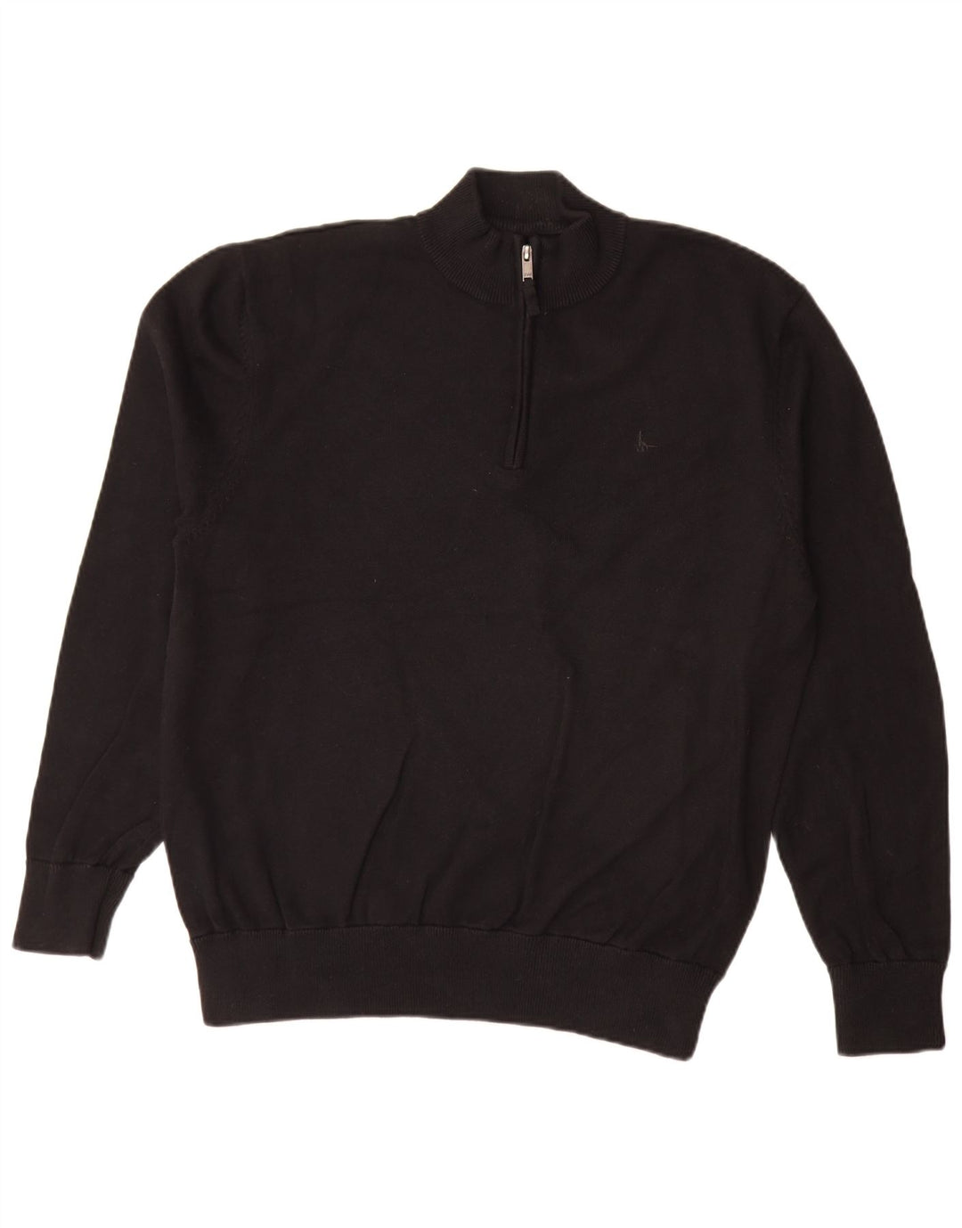 Jack Wills Mens Zip Neck Jumper Sweater XL Black Cotton
