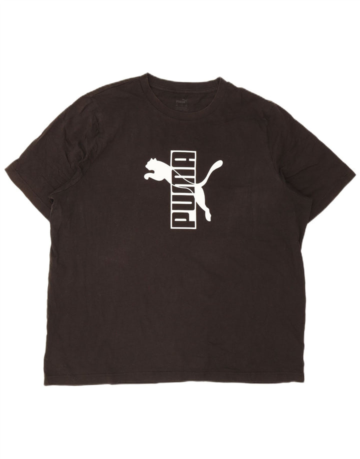 Puma Mens Graphic T-Shirt Top 2XL Black Cotton