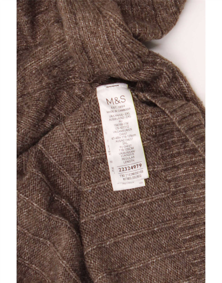 Marks & Spencer Mens Roll Neck Jumper Sweater 2XL Brown Acrylic