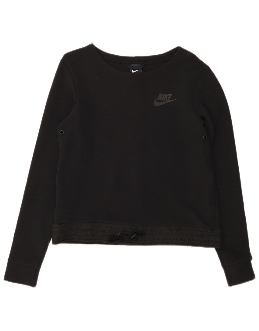 Nike Womens Crop Sweatshirt Jumper UK 10 Small Black Cotton