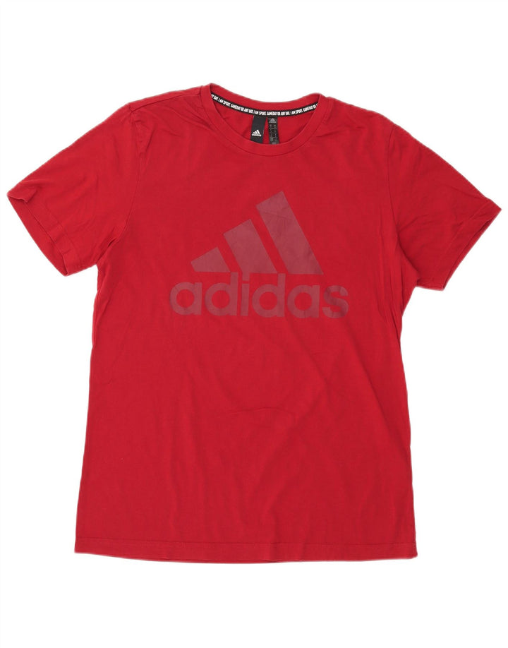 ADIDAS Mens Graphic T-Shirt Top Medium Red Cotton