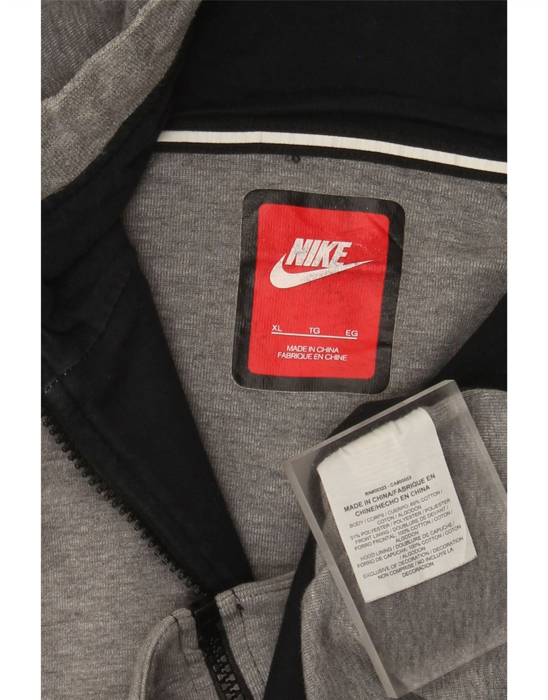 Nike Mens Zip Hoodie Sweater XL Grey Cotton
