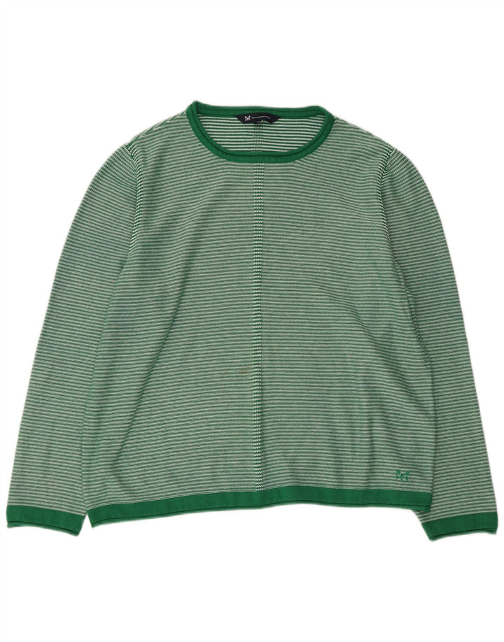 CREW CLOTHING Womens Boat Neck Jumper Sweater UK 18 XL Green Striped