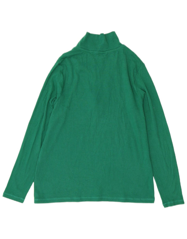 Marks & Spencer Womens Zip Neck Top Long Sleeve UK 18 XL Green Cotton