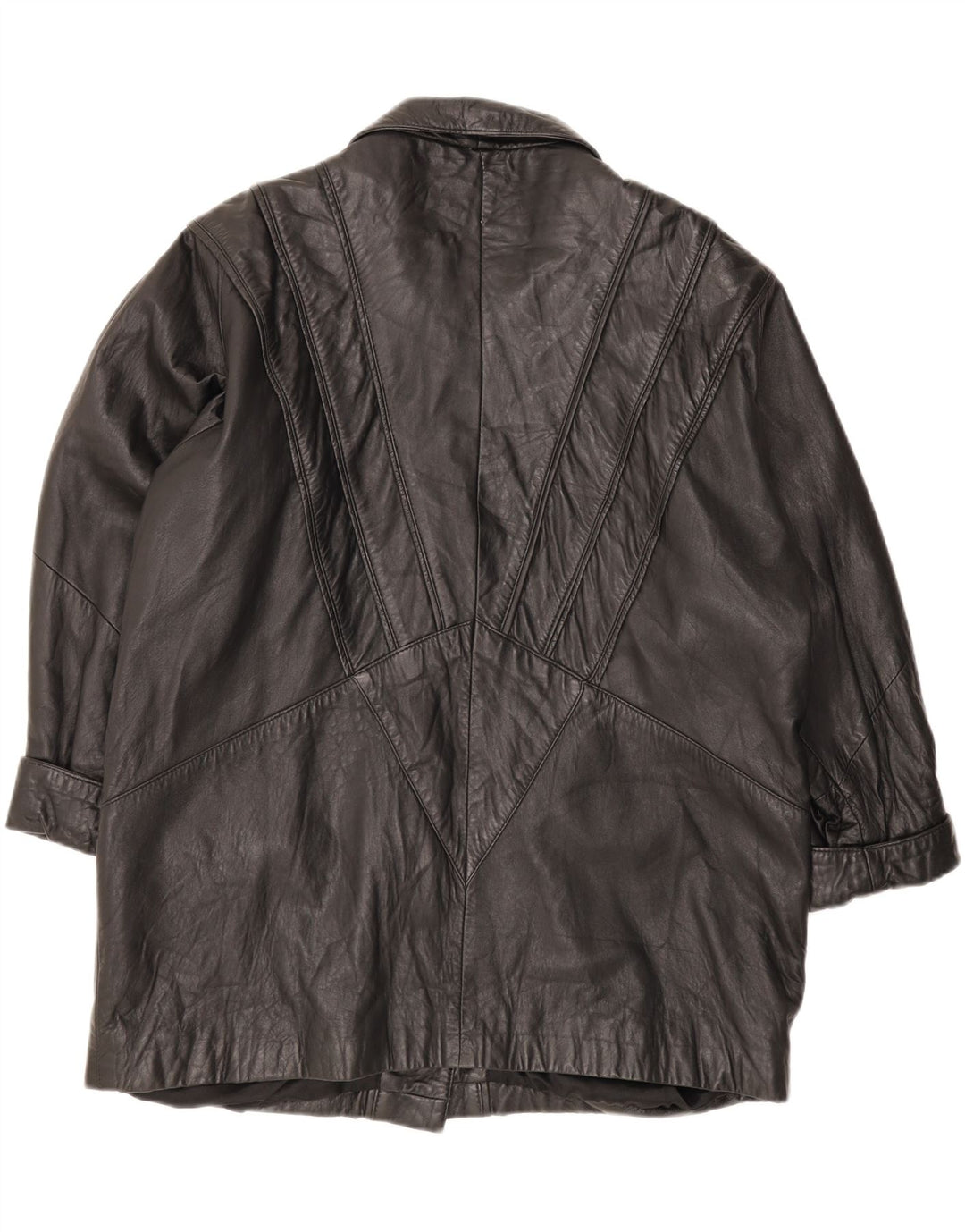 Vintage Womens Leather Jacket IT 48 XL Black Leather
