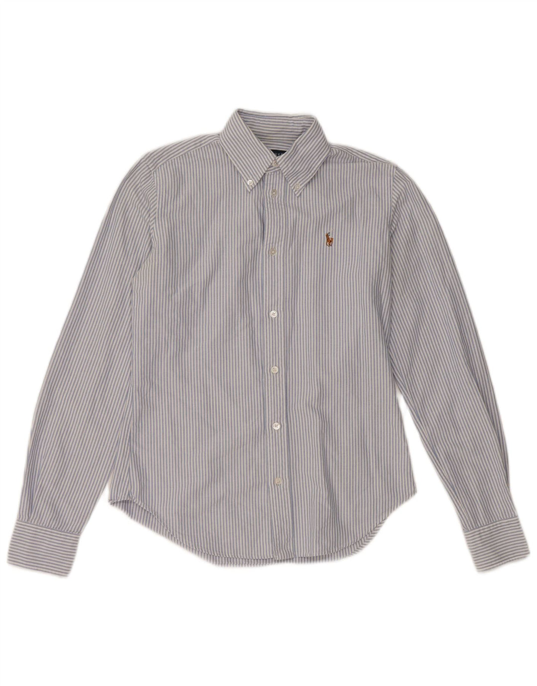 Ralph Lauren Womens Shirt US 4 Small Blue Pinstripe Cotton