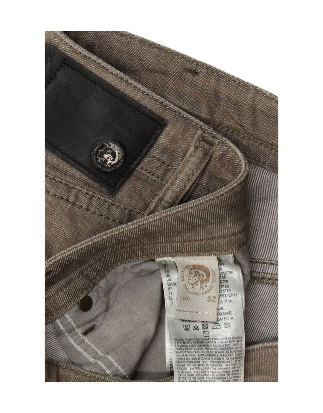 Diesel Mens Straight Jeans W32 L32 Grey Cotton