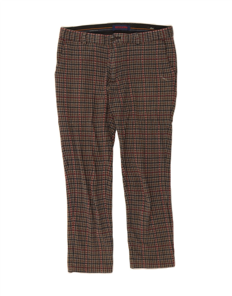SCOTCH & SODA Womens Slim Chino Trousers W29 L26 Multicoloured Houndstooth Vintage Scotch & Soda and Second-Hand Scotch & Soda from Messina Hembry 