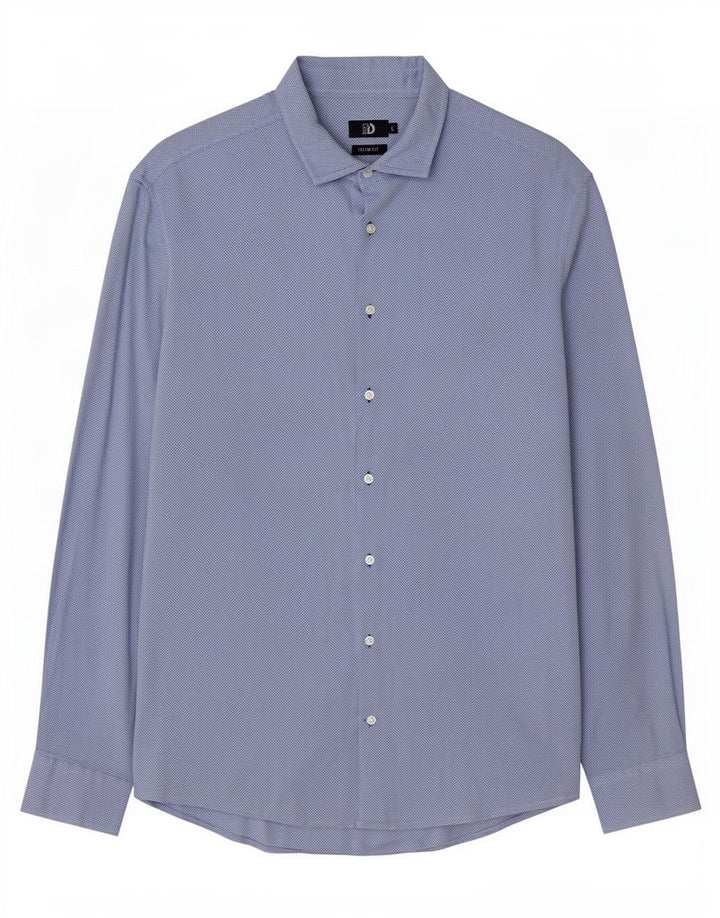 Dack's Mens Slim Fit Shirt Large Blue Cotton