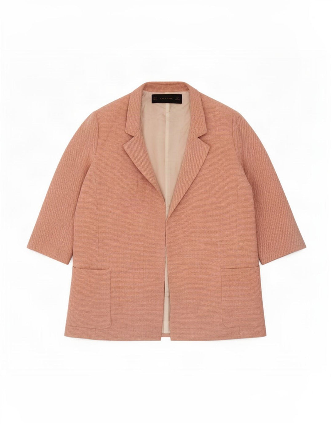 Zara Womens 3/4 Sleeve Open Blazer Jacket UK 14 Medium Pink Viscose