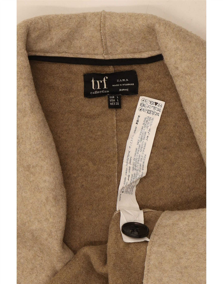Zara Womens Trafaluc Overcoat UK 16 Large Beige Polyester