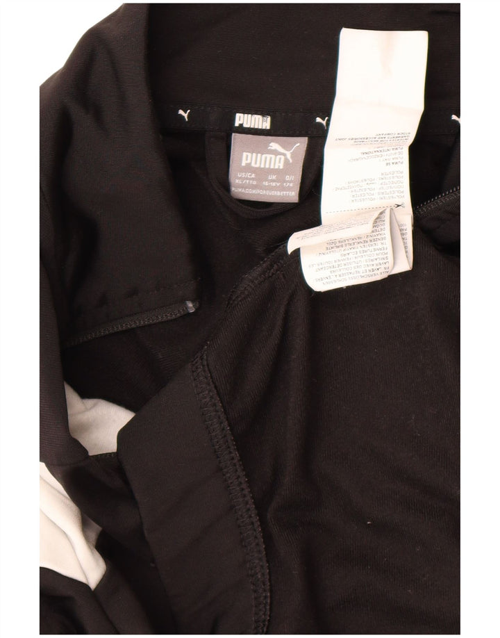 Puma Boys Tracksuit Top Jacket 15-16 Years Black Colourblock Polyester