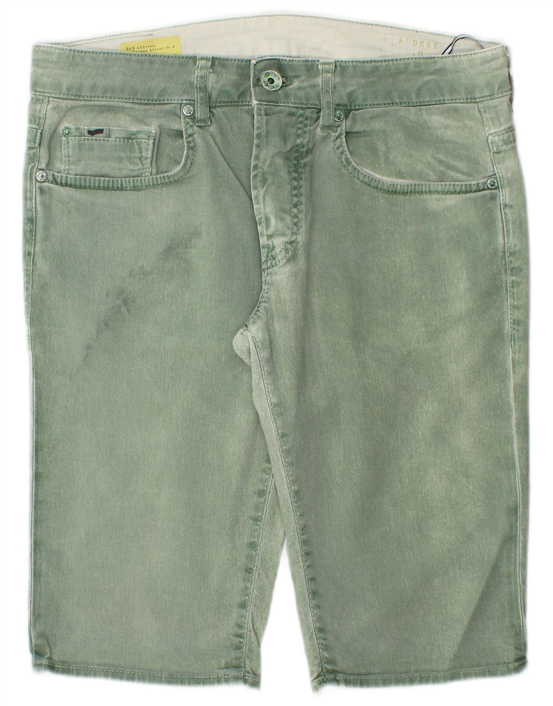 Gas Mens Denim Shorts W32 Medium Green Cotton
