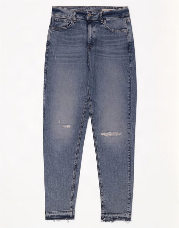 Marks & Spencer Womens Mom Tapered Jeans UK 12 Medium W32 L28 Blue