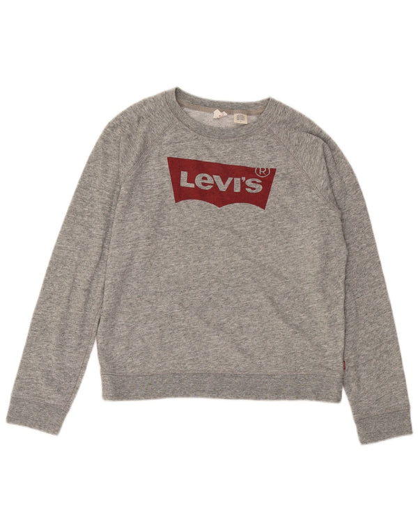 Levi's Womens Graphic Sweatshirt Jumper UK 14 Medium Grey Flecked