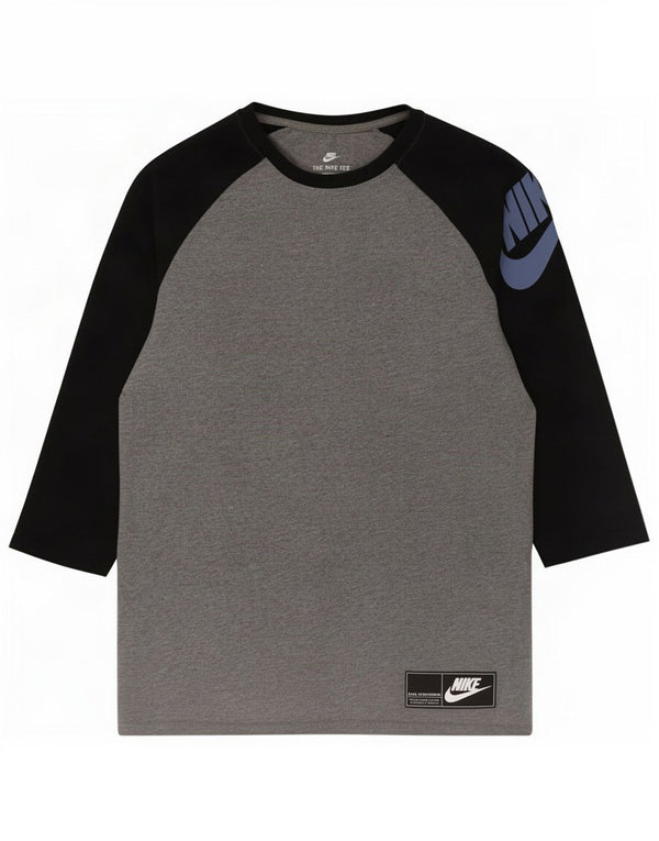 Nike Mens Graphic Top 3/4 Sleeve Small Grey Colourblock Cotton