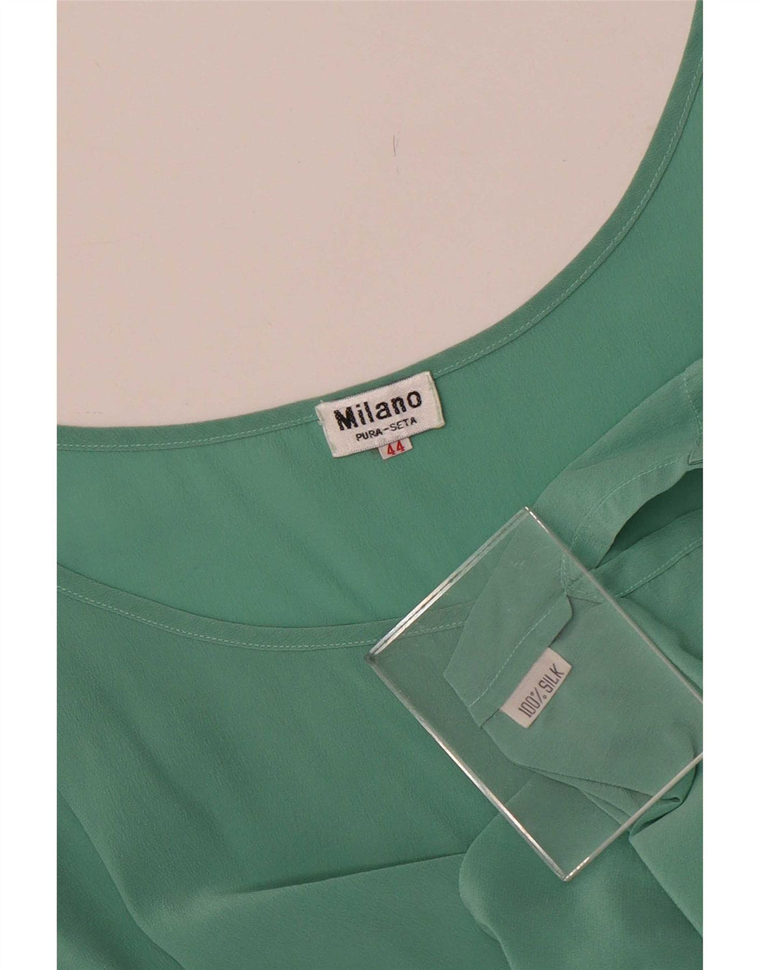 Vintage Womens Sleeveless Blouse Top IT 44 Medium Green Silk