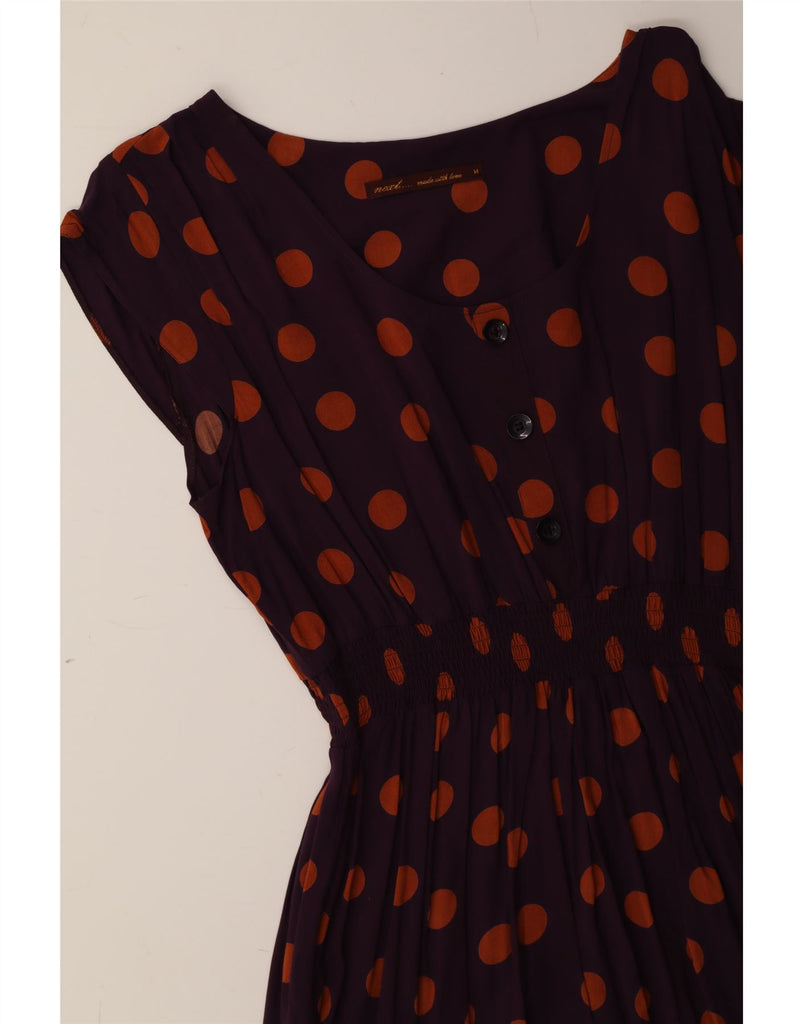 NEXT Womens A-Line Dress UK 14 Medium  Burgundy Polka Dot Viscose Vintage Next and Second-Hand Next from Messina Hembry 