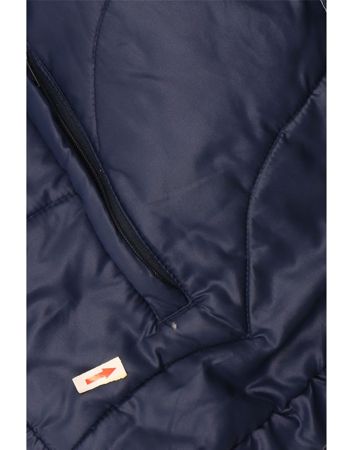 Vintage Mens Padded Jacket IT 54 2XL Navy Blue Polyamide