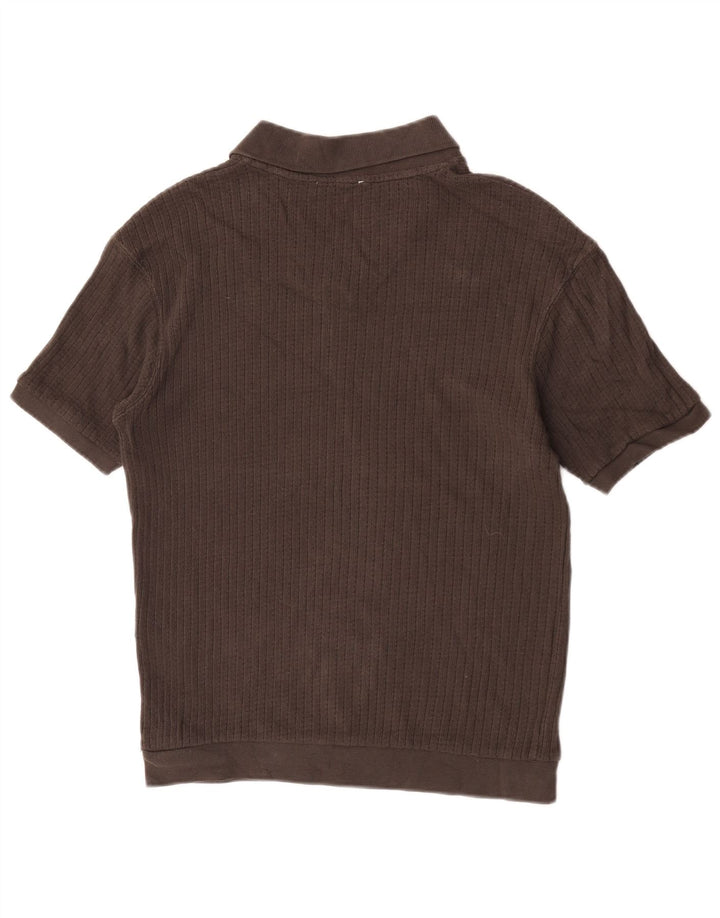 Zara Mens Polo Shirt Small Brown Cotton