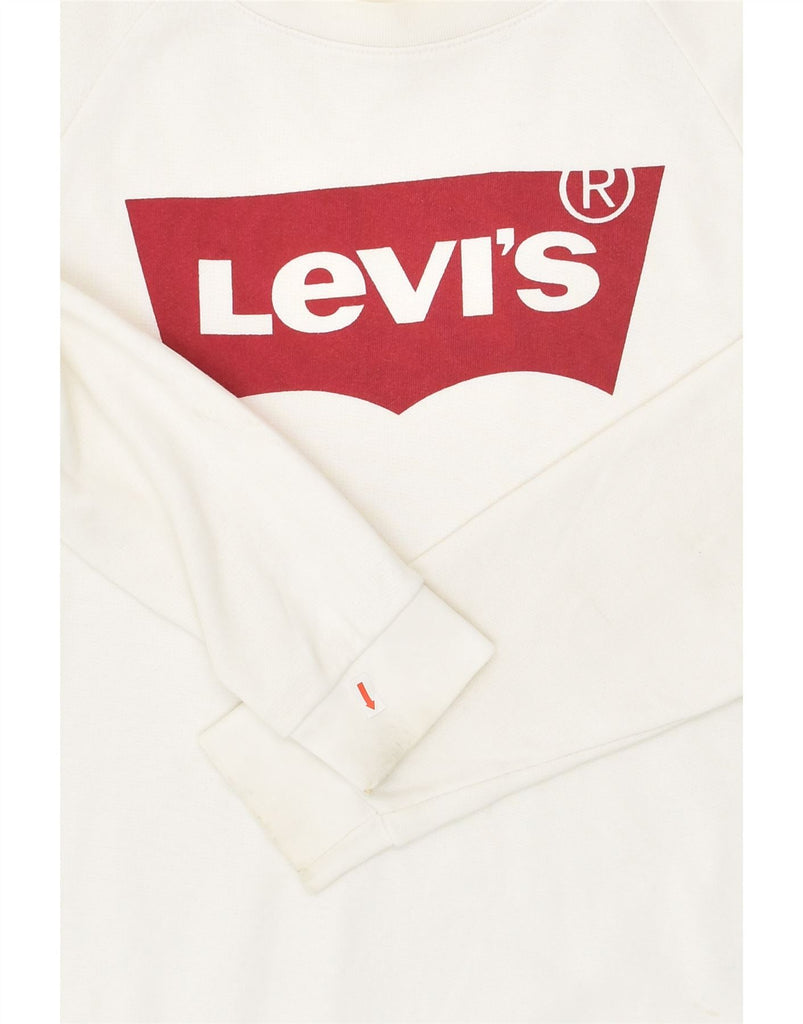 LEVI'S Mens Graphic Sweatshirt Jumper Small White Cotton | Vintage Levi's | Thrift | Second-Hand Levi's | Used Clothing | Messina Hembry 