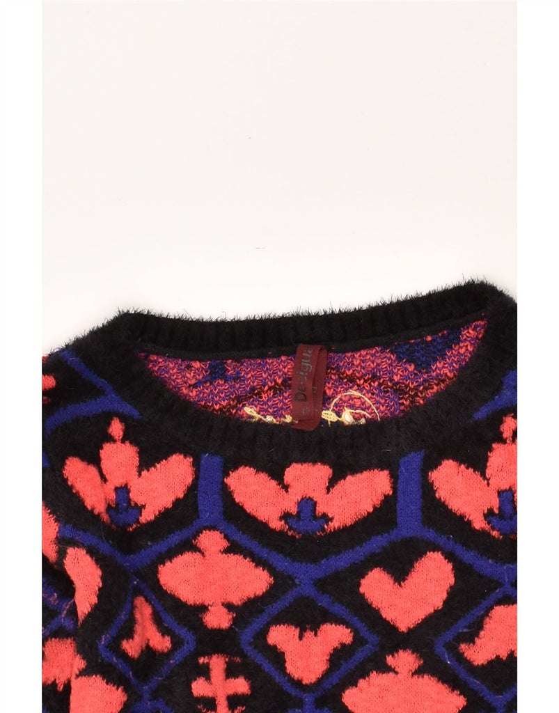 DESIGUAL Womens Boat Neck Jumper Sweater UK 14 Medium Pink Argyle/Diamond | Vintage Desigual | Thrift | Second-Hand Desigual | Used Clothing | Messina Hembry 