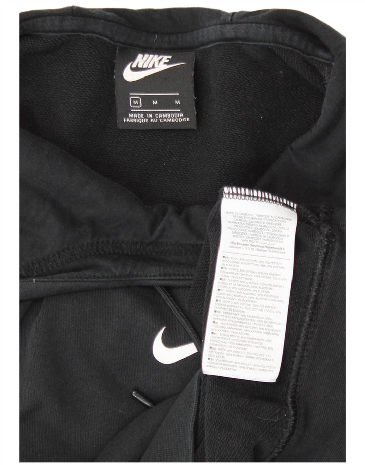 Nike Womens Graphic Hoodie Jumper UK 14 Medium Black Cotton