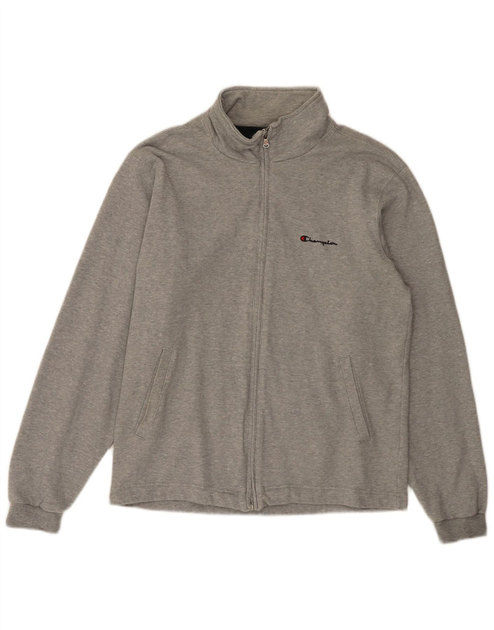 CHAMPION Mens Tracksuit Top Jacket Medium Grey Cotton